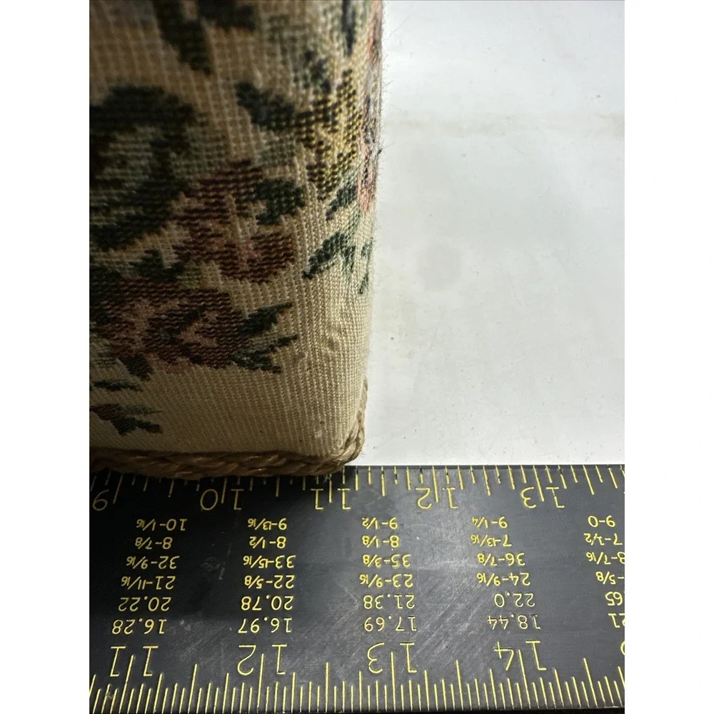 Tapestry Floral Woven  Sewing Basket Box Azar Made In Taiwan  Vintage